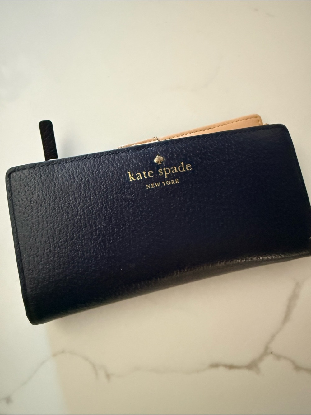 kate spade navy and Beige Leather  bifold women’s Wallet